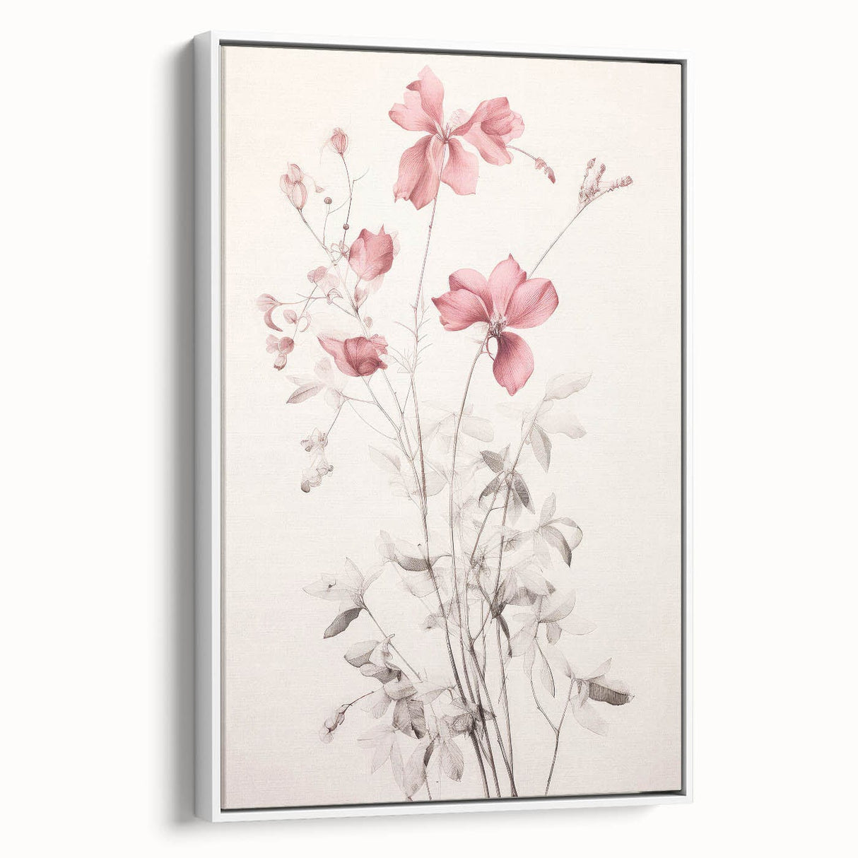 Vintage Botanical Art Prints – Soft Pink Floral Illustration