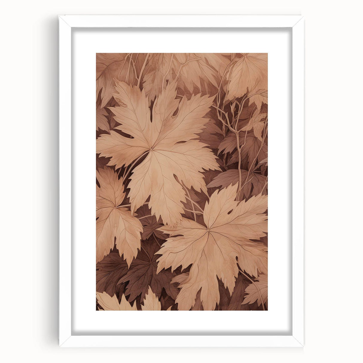 Vintage Botanical Art Prints – Neutral Leaf Illustration in Brown Tones