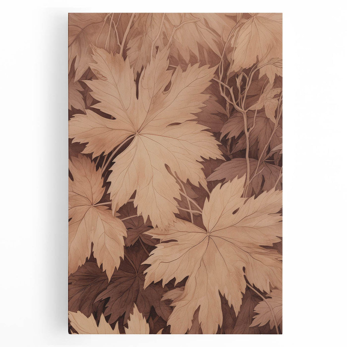 Vintage Botanical Art Prints – Neutral Leaf Illustration in Brown Tones