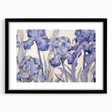 Vintage Botanical Art Prints – Blue Iris Flower Illustration