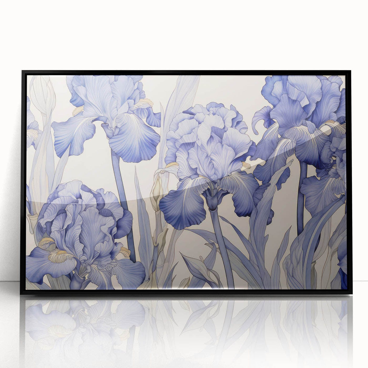 Vintage Botanical Art Prints – Blue Iris Flower Illustration