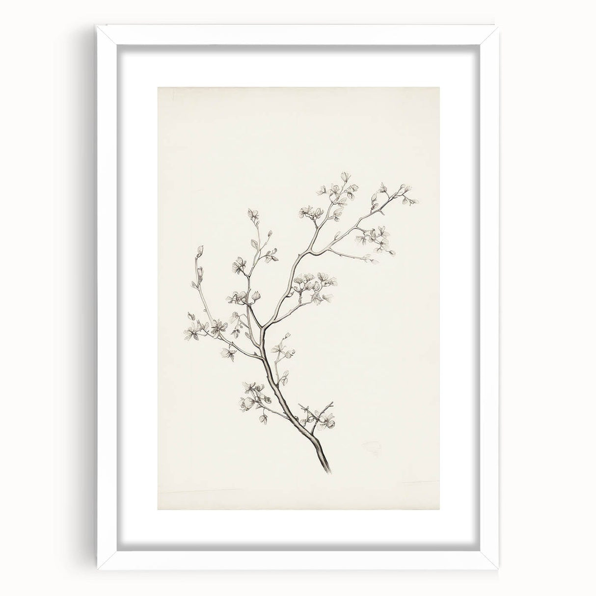 Vintage Botanical Art Prints – Black and White Branch Illustration