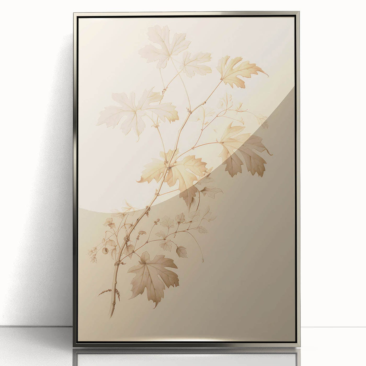 Vintage Botanical Art Prints – Soft Beige Leaf Illustration