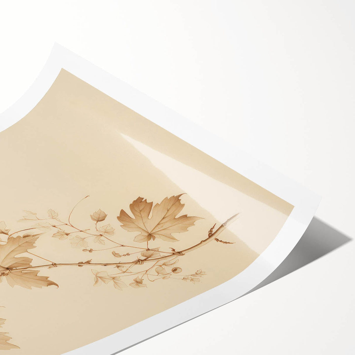 Vintage Botanical Art Prints – Soft Beige Leaf Illustration