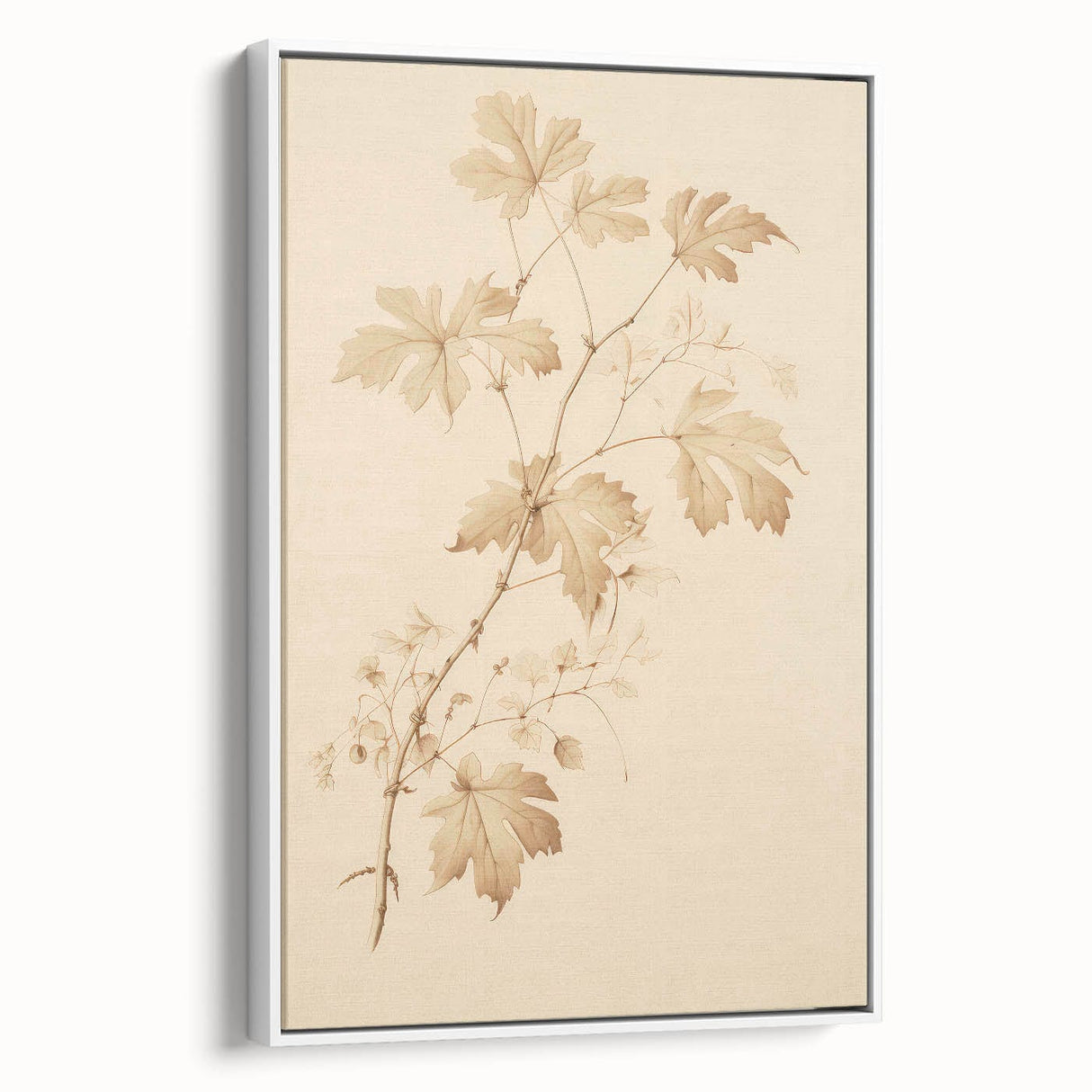 Vintage Botanical Art Prints – Soft Beige Leaf Illustration