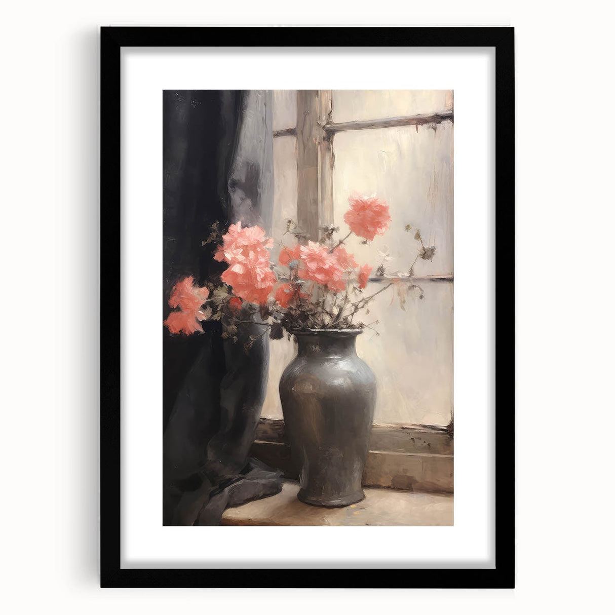 Vintage Botanical Art Prints – Soft Peach Floral Vase Illustration