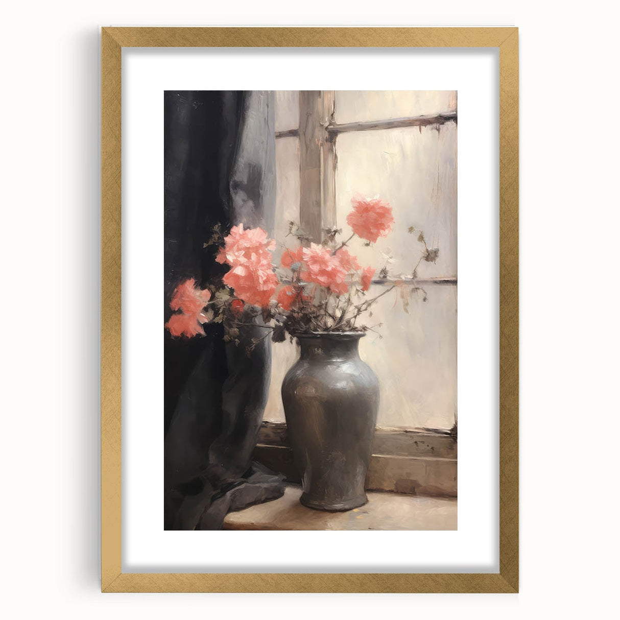 Vintage Botanical Art Prints – Soft Peach Floral Vase Illustration