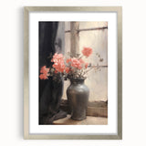 Vintage Botanical Art Prints – Soft Peach Floral Vase Illustration