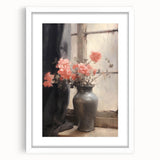 Vintage Botanical Art Prints – Soft Peach Floral Vase Illustration