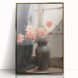 Vintage Botanical Art Prints – Soft Peach Floral Vase Illustration