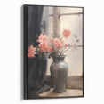 Vintage Botanical Art Prints – Soft Peach Floral Vase Illustration