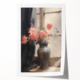 Vintage Botanical Art Prints – Soft Peach Floral Vase Illustration