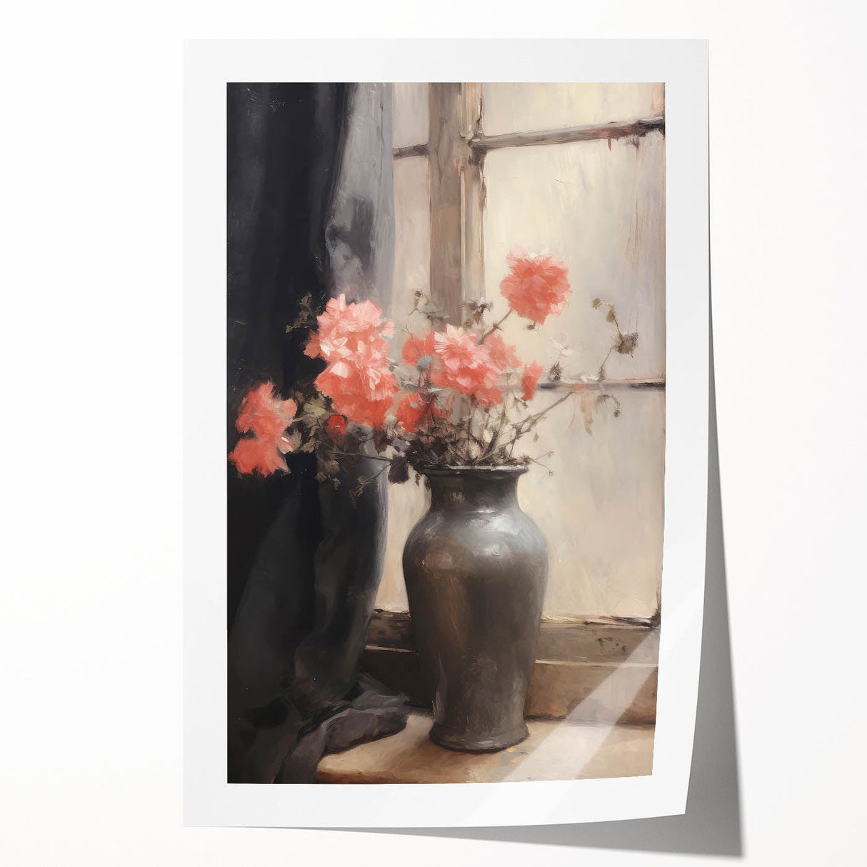Vintage Botanical Art Prints – Soft Peach Floral Vase Illustration