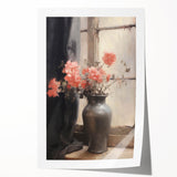 Vintage Botanical Art Prints – Soft Peach Floral Vase Illustration
