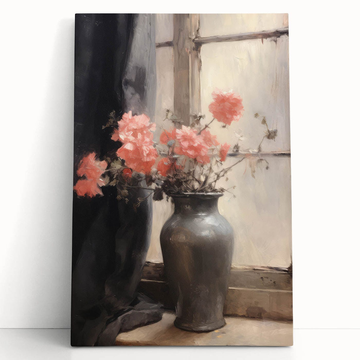 Vintage Botanical Art Prints – Soft Peach Floral Vase Illustration