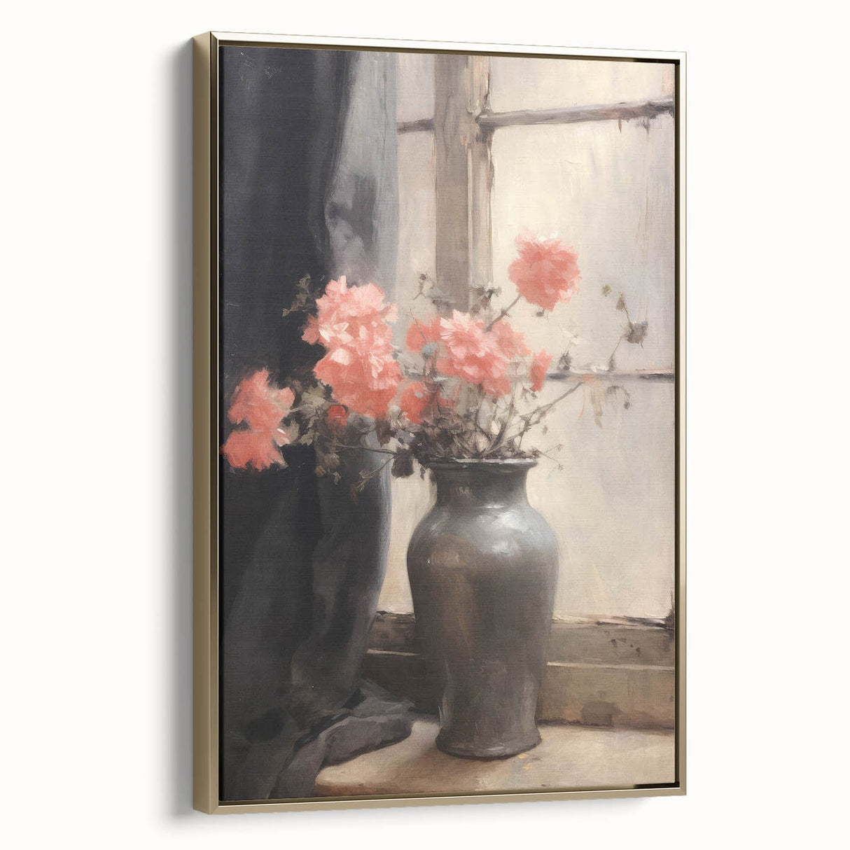 Vintage Botanical Art Prints – Soft Peach Floral Vase Illustration