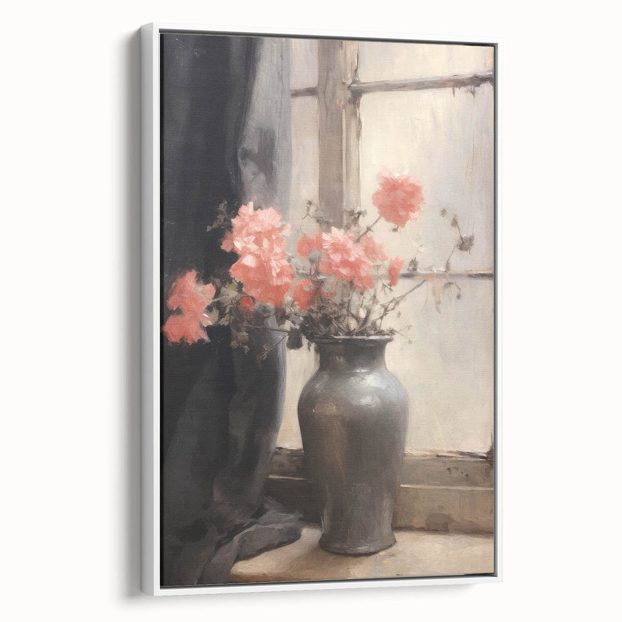 Vintage Botanical Art Prints – Soft Peach Floral Vase Illustration