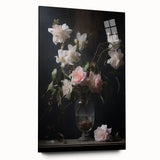 Vintage Botanical Art Prints – Soft Pink Roses in Vase Illustration