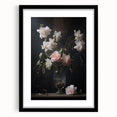 Vintage Botanical Art Prints – Soft Pink Roses in Vase Illustration