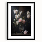 Vintage Botanical Art Prints – Soft Pink Roses in Vase Illustration