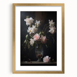Vintage Botanical Art Prints – Soft Pink Roses in Vase Illustration
