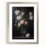 Vintage Botanical Art Prints – Soft Pink Roses in Vase Illustration