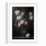 Vintage Botanical Art Prints – Soft Pink Roses in Vase Illustration