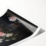 Vintage Botanical Art Prints – Soft Pink Roses in Vase Illustration