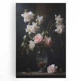 Vintage Botanical Art Prints – Soft Pink Roses in Vase Illustration