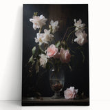 Vintage Botanical Art Prints – Soft Pink Roses in Vase Illustration