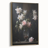 Vintage Botanical Art Prints – Soft Pink Roses in Vase Illustration