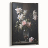 Vintage Botanical Art Prints – Soft Pink Roses in Vase Illustration