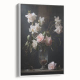 Vintage Botanical Art Prints – Soft Pink Roses in Vase Illustration