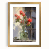 Vintage Botanical Art Prints – Red Flowers in Vase Illustration