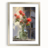 Vintage Botanical Art Prints – Red Flowers in Vase Illustration