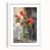 Vintage Botanical Art Prints – Red Flowers in Vase Illustration