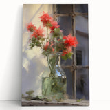 Vintage Botanical Art Prints – Red Flowers in Vase Illustration