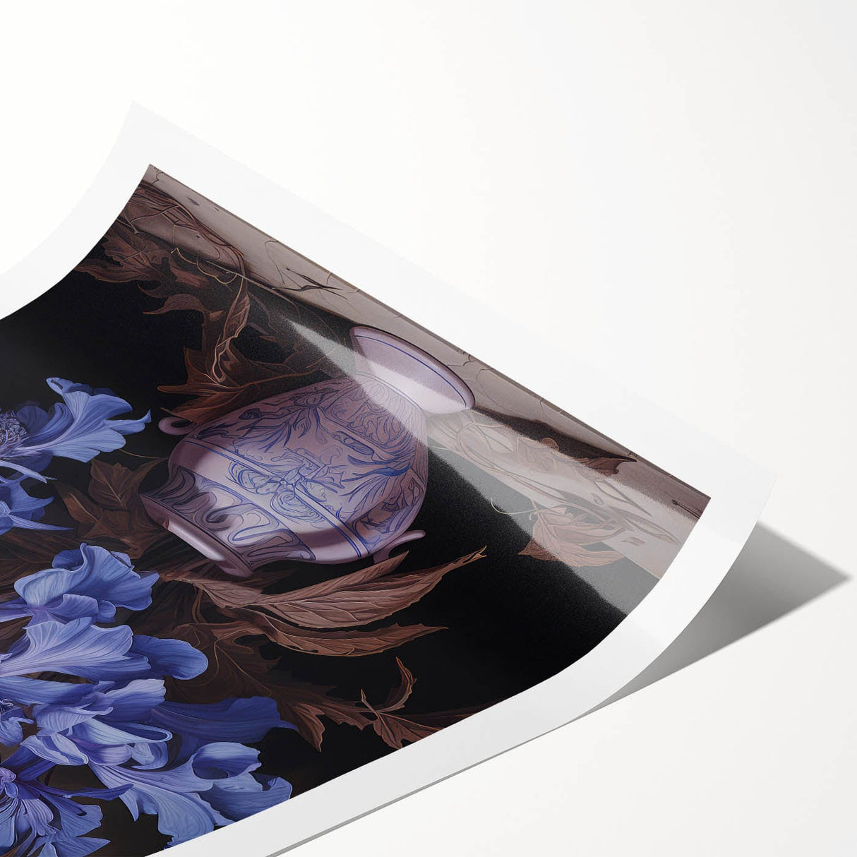 Vintage Botanical Art Prints – Blue Flowers in Vase Illustration