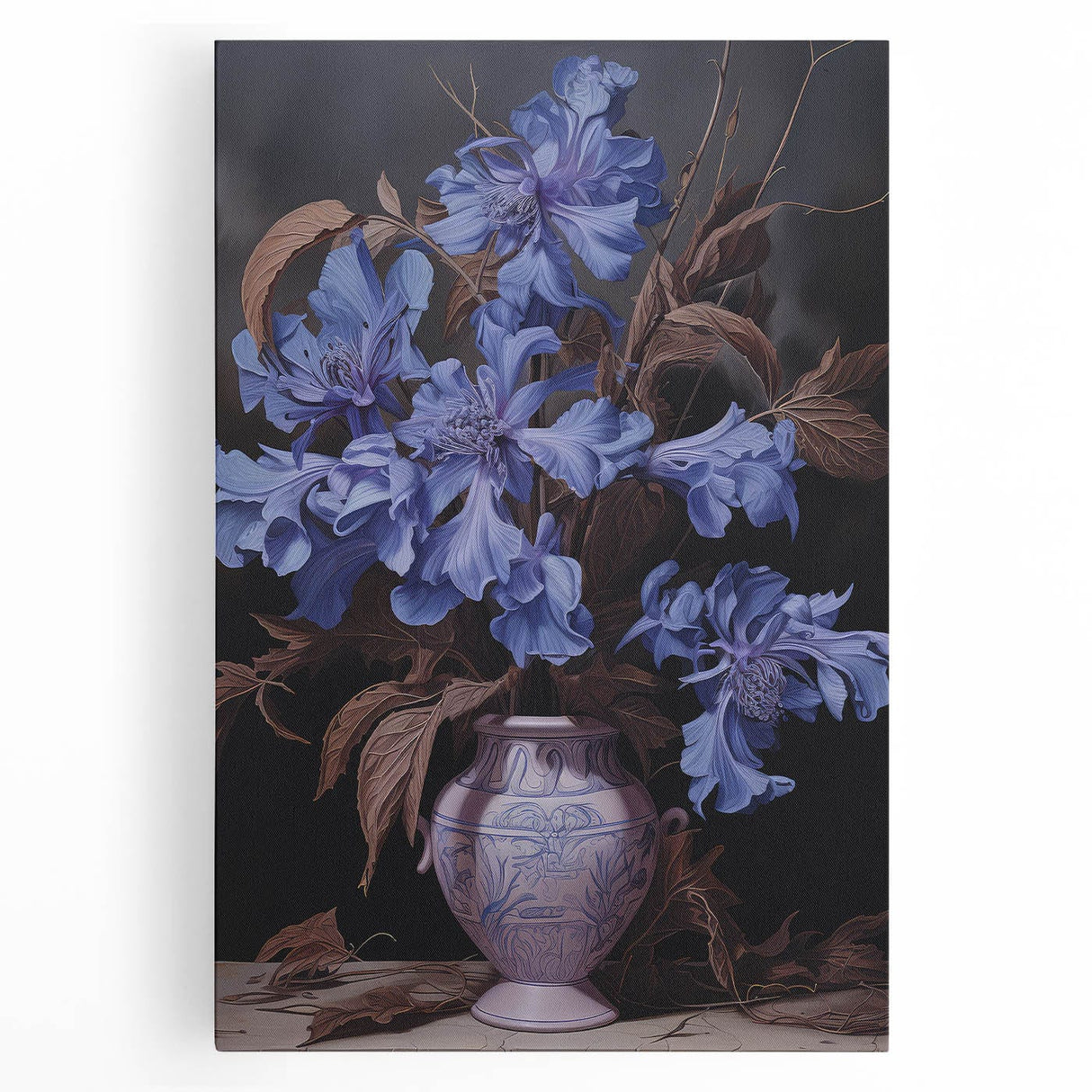 Vintage Botanical Art Prints – Blue Flowers in Vase Illustration
