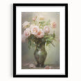 Vintage Botanical Art Prints – Soft Pink Roses in Vase Illustration