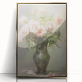 Vintage Botanical Art Prints – Soft Pink Roses in Vase Illustration