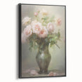 Vintage Botanical Art Prints – Soft Pink Roses in Vase Illustration