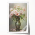 Vintage Botanical Art Prints – Soft Pink Roses in Vase Illustration