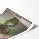 Vintage Botanical Art Prints – Soft Pink Roses in Vase Illustration