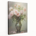 Vintage Botanical Art Prints – Soft Pink Roses in Vase Illustration