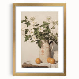 Vintage Botanical Art Prints – White Flowers in Pitcher Illustration