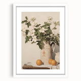 Vintage Botanical Art Prints – White Flowers in Pitcher Illustration