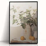 Vintage Botanical Art Prints – White Flowers in Pitcher Illustration