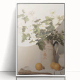 Vintage Botanical Art Prints – White Flowers in Pitcher Illustration