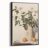 Vintage Botanical Art Prints – White Flowers in Pitcher Illustration